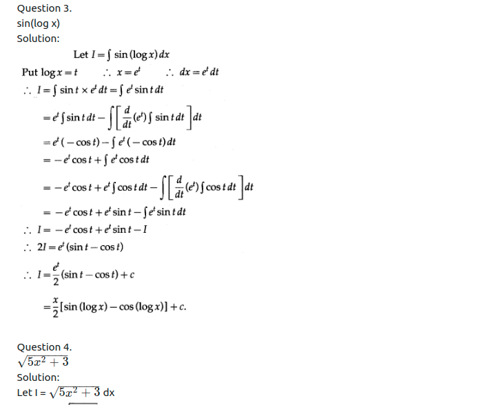 Maharashtra Board Solutions Class 12-Arts & Science Maths (Part 2): Chapter 3- Indefinite Integration Ex 3.3