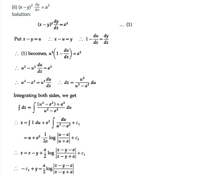 Maharashtra Board Solutions Class 12-Arts & Science Maths (Part 2): Chapter 6- Differential Equations Ex 6.3