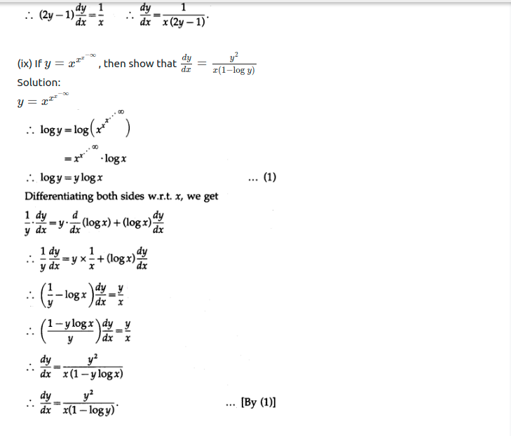 Maharashtra Board Solutions Class 12-Arts & Science Maths (Part 2): Chapter 1- Differentiation Ex 1.3