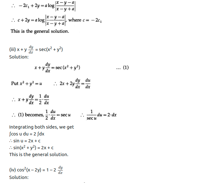 Maharashtra Board Solutions Class 12-Arts & Science Maths (Part 2): Chapter 6- Differential Equations Ex 6.3