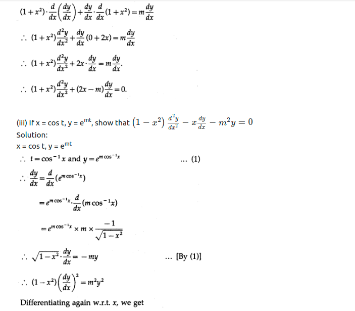 Maharashtra Board Solutions Class 12-Arts & Science Maths (Part 2): Chapter 1- Differentiation Ex 1.5