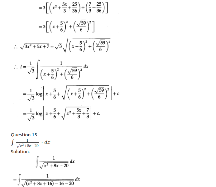 Maharashtra Board Solutions Class 12-Arts & Science Maths (Part 2): Chapter 3- Indefinite Integration Ex 3.2 (B)