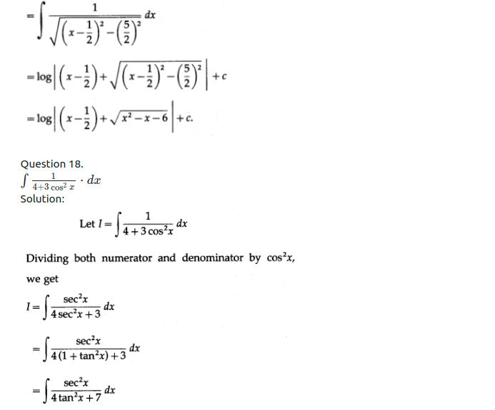 Maharashtra Board Solutions Class 12-Arts & Science Maths (Part 2): Chapter 3- Indefinite Integration Ex 3.2 (B)
