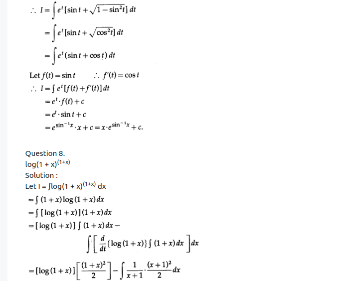 Maharashtra Board Solutions Class 12-Arts & Science Maths (Part 2): Chapter 3- Indefinite Integration Ex 3.3