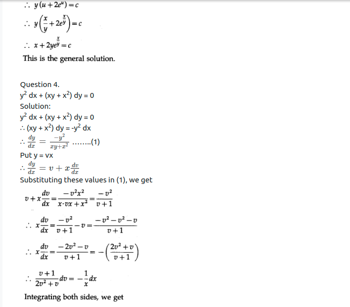 Maharashtra Board Solutions Class 12-Arts & Science Maths (Part 2): Chapter 6- Differential Equations Ex 6.4