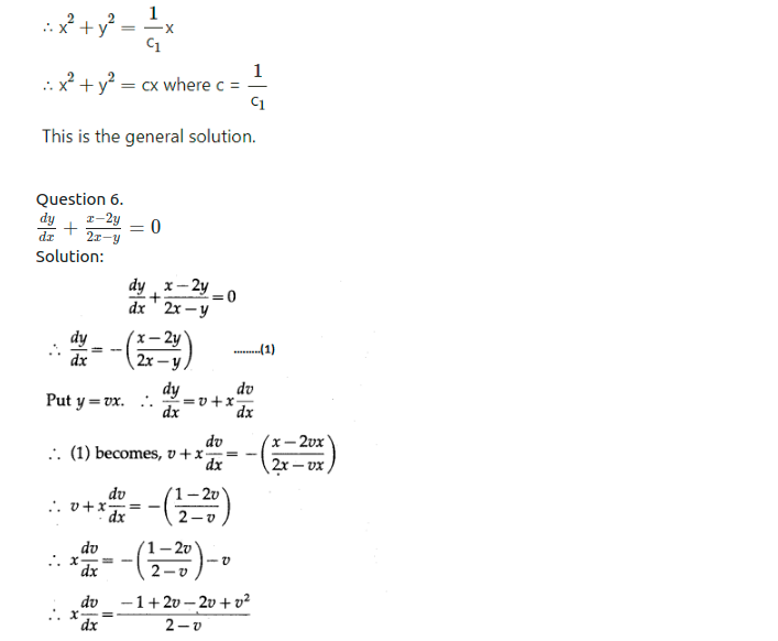 Maharashtra Board Solutions Class 12-Arts & Science Maths (Part 2): Chapter 6- Differential Equations Ex 6.4