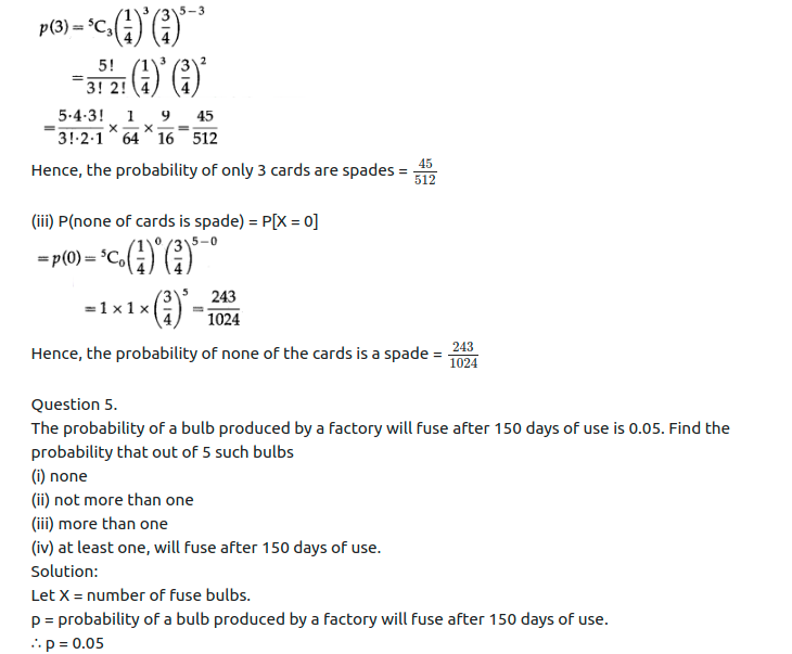 Maharashtra Board Solutions Class 12-Arts & Science Maths (Part 2): Chapter 8- Binomial Distribution Ex 8.1