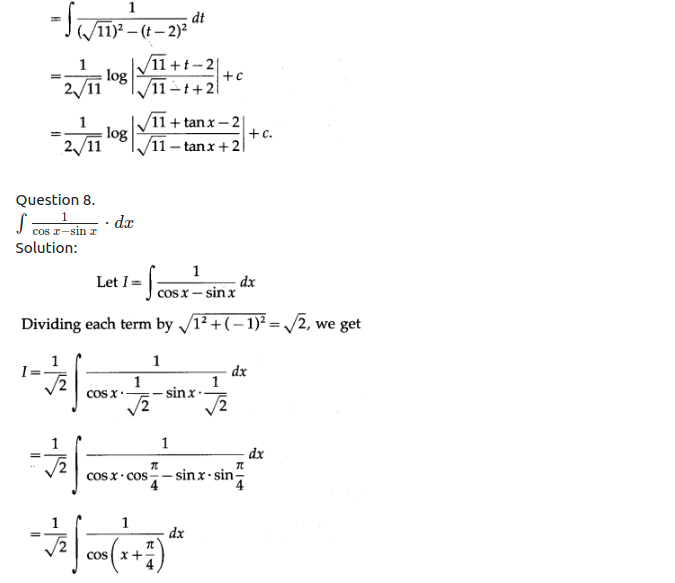 Maharashtra Board Solutions Class 12-Arts & Science Maths (Part 2): Chapter 3- Indefinite Integration Ex 3.2 (B)