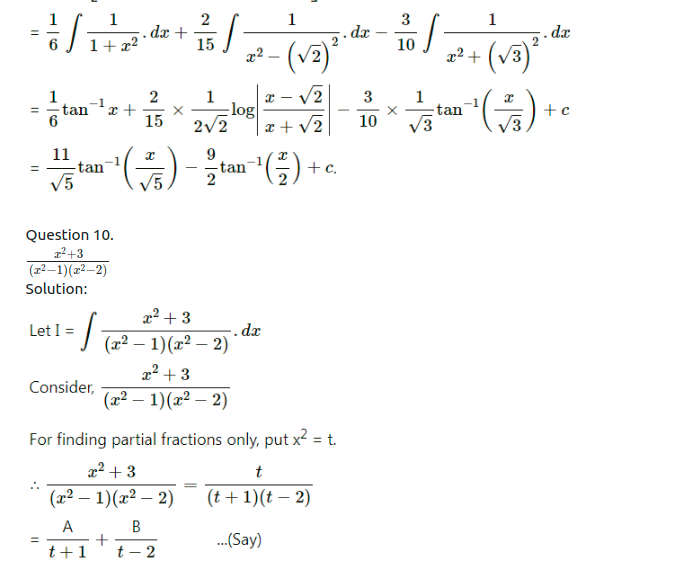 Maharashtra Board Solutions Class 12-Arts & Science Maths (Part 2): Chapter 3- Indefinite Integration Ex 3.4
