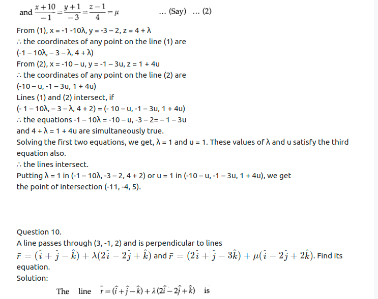 Maharashtra Board Solutions Class 12-Arts & Science Maths (Part 1): Chapter 6- Line and Plane Ex 6.1