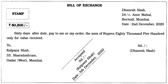Maharashtra Board Solutions Class 12-Book Keeping & Accountancy: Chapter 7- Bills of Exchange