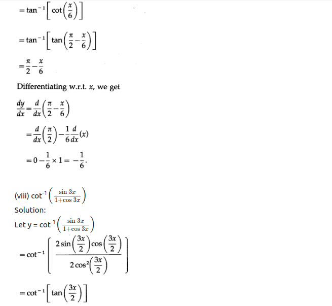 Maharashtra Board Solutions Class 12-Arts & Science Maths (Part 2): Chapter 1- Differentiation Ex 1.2