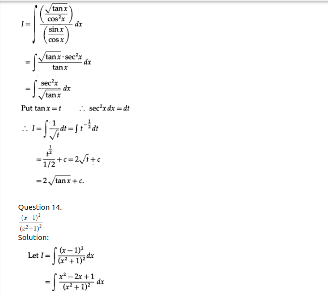 Maharashtra Board Solutions Class 12-Arts & Science Maths (Part 2): Chapter 3- Indefinite Integration Ex 3.2 (A)