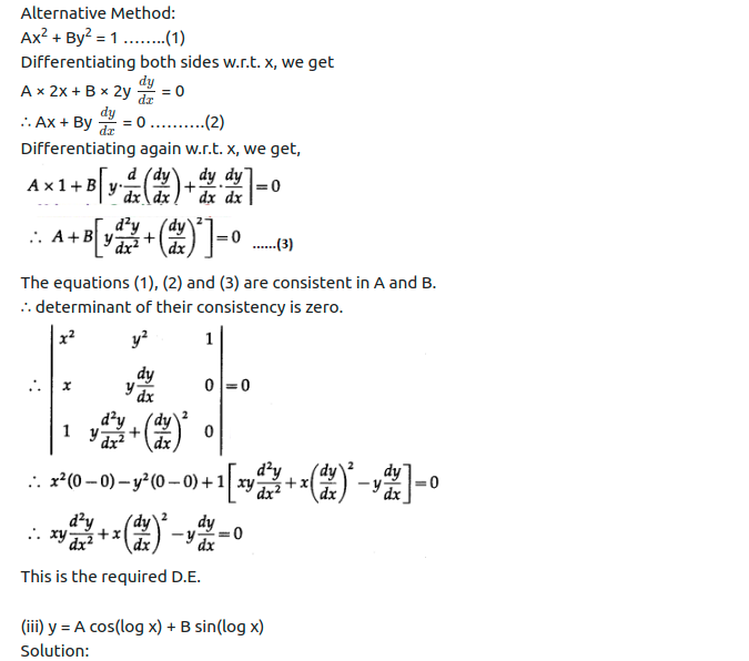 Maharashtra Board Solutions Class 12-Arts & Science Maths (Part 2): Chapter 6- Differential Equations Ex 6.2