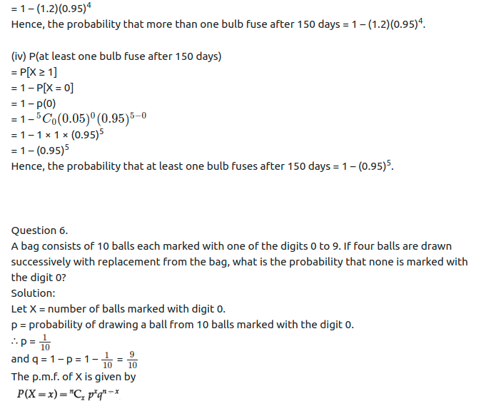 Maharashtra Board Solutions Class 12-Arts & Science Maths (Part 2): Chapter 8- Binomial Distribution Ex 8.1