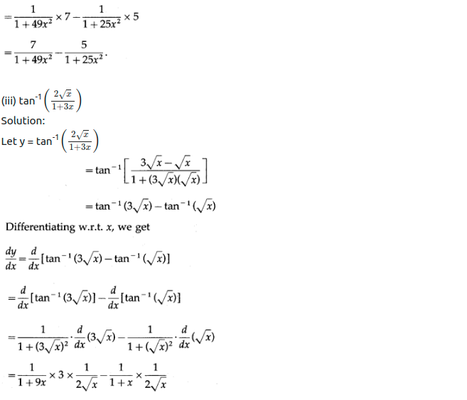 Maharashtra Board Solutions Class 12-Arts & Science Maths (Part 2): Chapter 1- Differentiation Ex 1.2