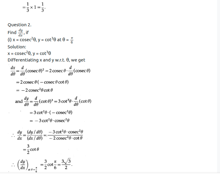 Maharashtra Board Solutions Class 12-Arts & Science Maths (Part 2): Chapter 1- Differentiation Ex 1.4