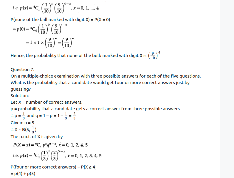 Maharashtra Board Solutions Class 12-Arts & Science Maths (Part 2): Chapter 8- Binomial Distribution Ex 8.1
