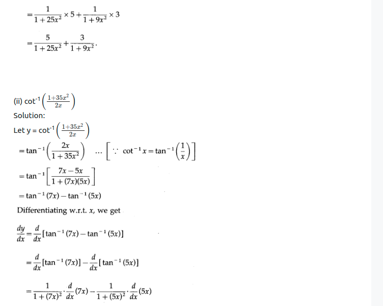 Maharashtra Board Solutions Class 12-Arts & Science Maths (Part 2): Chapter 1- Differentiation Ex 1.2