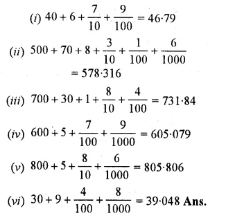 RS Aggarwal Solutions for Class 6 Maths Chapter 7–Decimals Ex 7A Question 4