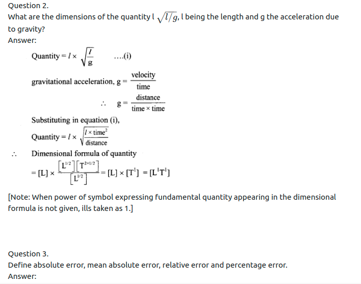 Maharashtra Board Solutions Class 11-Physics: Chapter 1- Units and Measurements 