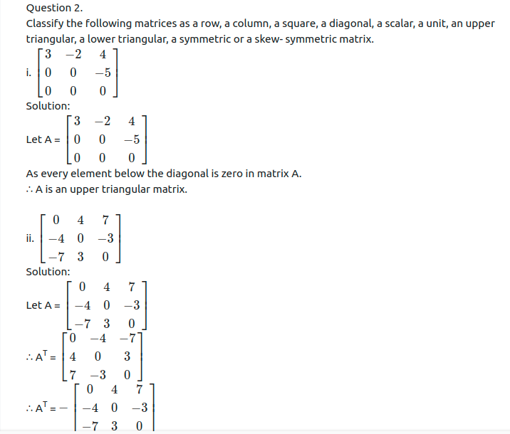 Maharashtra Board Solutions Class 11-Arts & Science Maths (Part 1): Chapter 4- Determinants and Matrices Ex 4.7