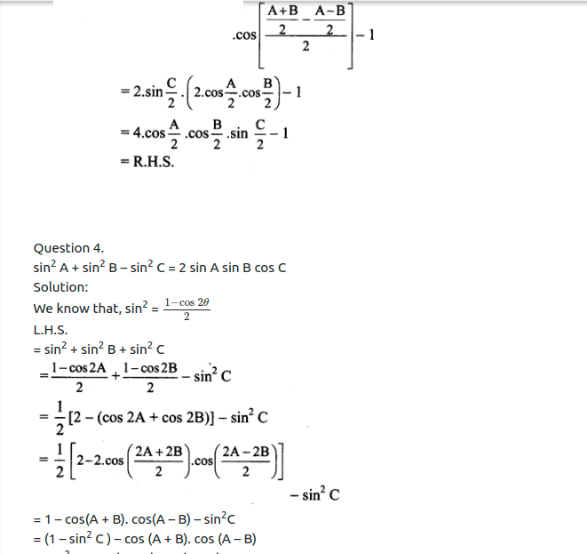 Maharashtra Board Solutions Class 11-Arts & Science Maths (Part 1): Chapter 3- Trigonometry – II Ex 3.5