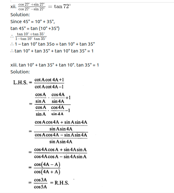 Maharashtra Board Solutions Class 11-Arts & Science Maths (Part 1): Chapter 3- Trigonometry – II Ex 3.1