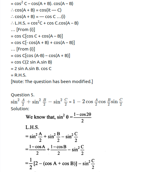 Maharashtra Board Solutions Class 11-Arts & Science Maths (Part 1): Chapter 3- Trigonometry – II Ex 3.5