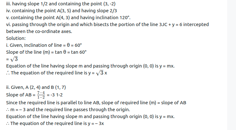 Maharashtra Board Solutions Class 11-Arts & Science Maths (Part 1): Chapter 5- Straight Line Ex . 5.2 
