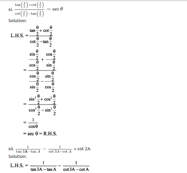 Maharashtra Board Solutions Class 11-Arts & Science Maths (Part 1): Chapter 3- Trigonometry – II Ex 3.3
