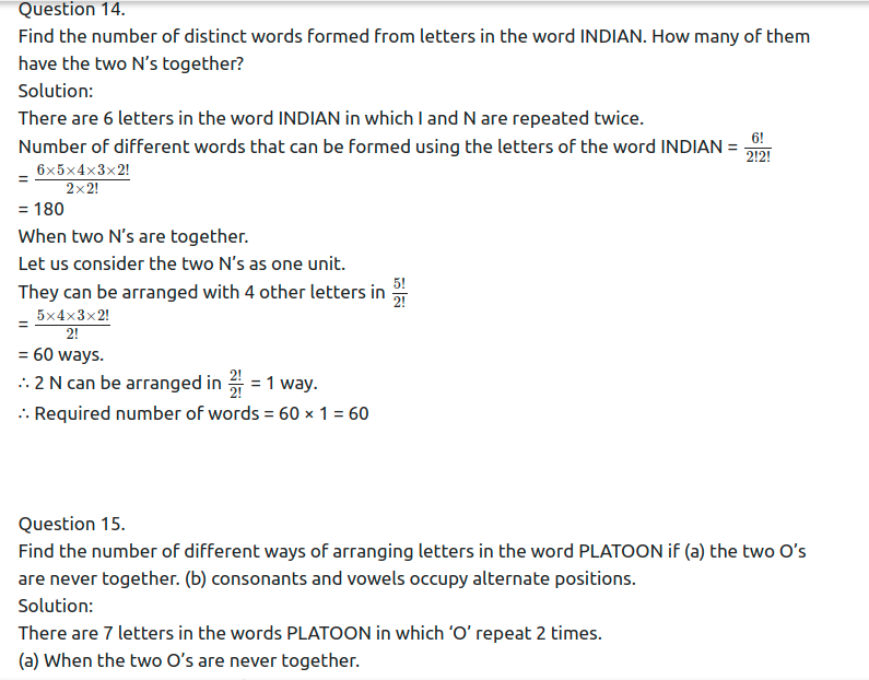 Maharashtra Board Solutions Class 11-Arts & Science Maths (Part 2): Chapter 3- Permutations and Combination Ex . 3.4