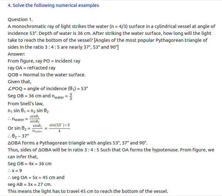 Maharashtra Board Solutions Class 11-Physics: Chapter 9- Optics