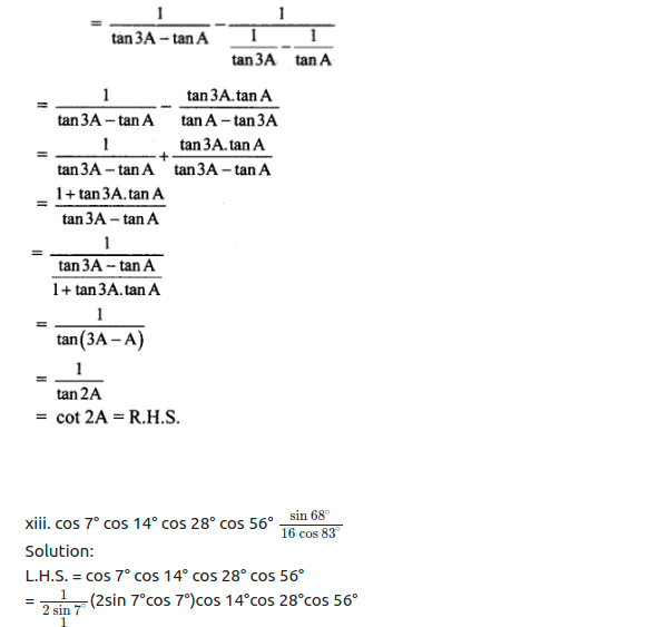 Maharashtra Board Solutions Class 11-Arts & Science Maths (Part 1): Chapter 3- Trigonometry – II Ex 3.3