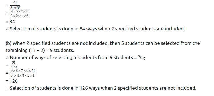 Maharashtra Board Solutions Class 11-Arts & Science Maths (Part 2): Chapter 3- Permutations and Combination Ex . 3.6