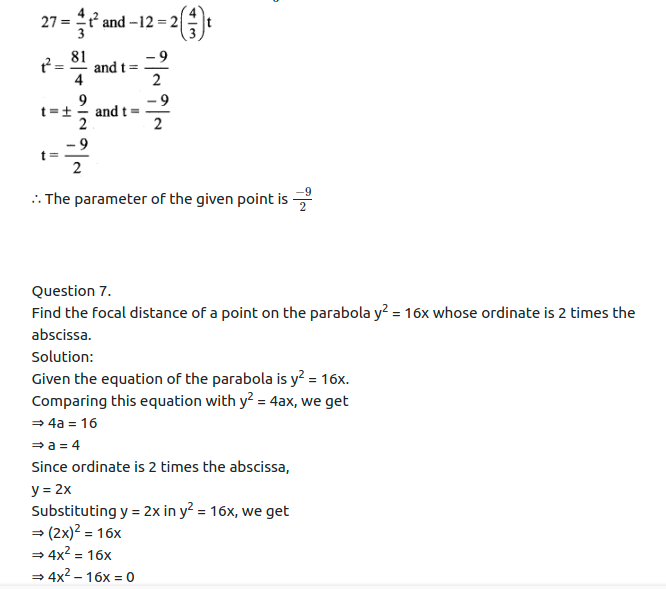 Maharashtra Board Solutions Class 11-Arts & Science Maths (Part 1): Chapter 7- Conic Sections Ex 7.1