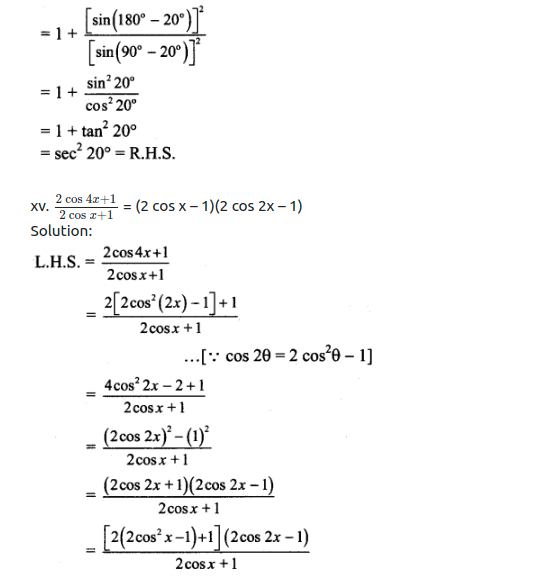 Maharashtra Board Solutions Class 11-Arts & Science Maths (Part 1): Chapter 3- Trigonometry – II Ex 3.3