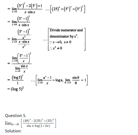 Maharashtra Board Solutions Class 11-Arts & Science Maths (Part 2): Chapter 7- Limits Ex 7.6