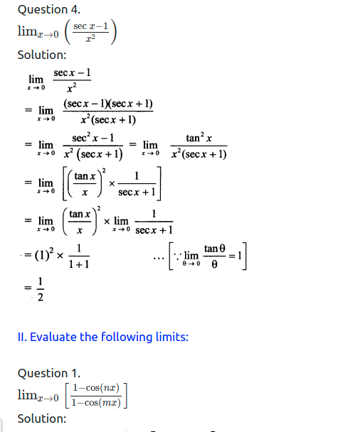 Maharashtra Board Solutions Class 11-Arts & Science Maths (Part 2): Chapter 7- Limits Ex 7.4