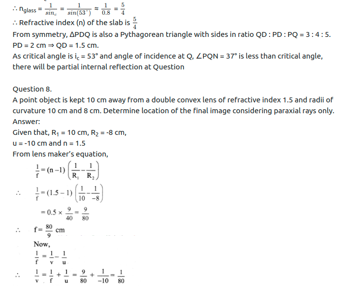 Maharashtra Board Solutions Class 11-Physics: Chapter 9- Optics