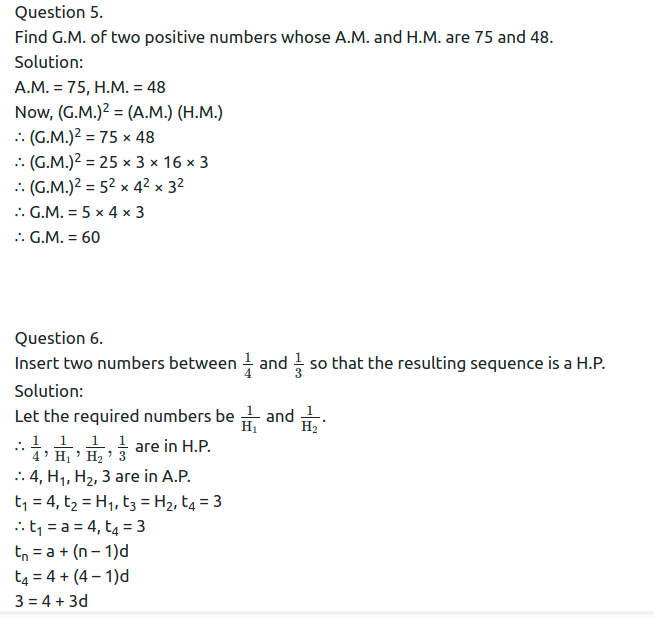Maharashtra Board Solutions Class 11-Arts & Science Maths (Part 2): Chapter 2- Sequences and Series Ex. 2.4