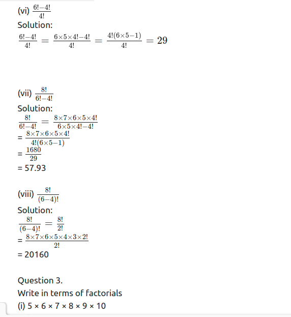 Maharashtra Board Solutions Class 11-Arts & Science Maths (Part 2): Chapter 3- Permutations and Combination Ex . 3.1