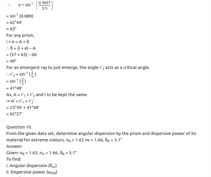 Maharashtra Board Solutions Class 11-Physics: Chapter 9- Optics