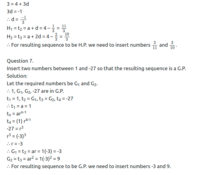 Maharashtra Board Solutions Class 11-Arts & Science Maths (Part 2): Chapter 2- Sequences and Series Ex. 2.4