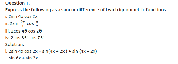 Maharashtra Board Solutions Class 11-Arts & Science Maths (Part 1): Chapter 3- Trigonometry – II Ex 3.4