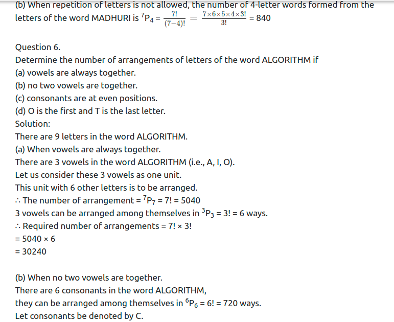 Maharashtra Board Solutions Class 11-Arts & Science Maths (Part 2): Chapter 3- Permutations and Combination Ex . 3.3
