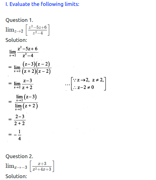 Maharashtra Board Solutions Class 11-Arts & Science Maths (Part 2): Chapter 7- Limits Ex 7.2