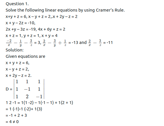 Maharashtra Board Solutions Class 11-Arts & Science Maths (Part 1): Chapter 4- Determinants and Matrices Ex 4.3