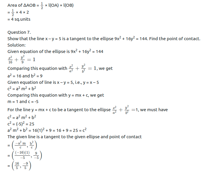 Maharashtra Board Solutions Class 11-Arts & Science Maths (Part 1): Chapter 7- Conic Sections Ex 7.2