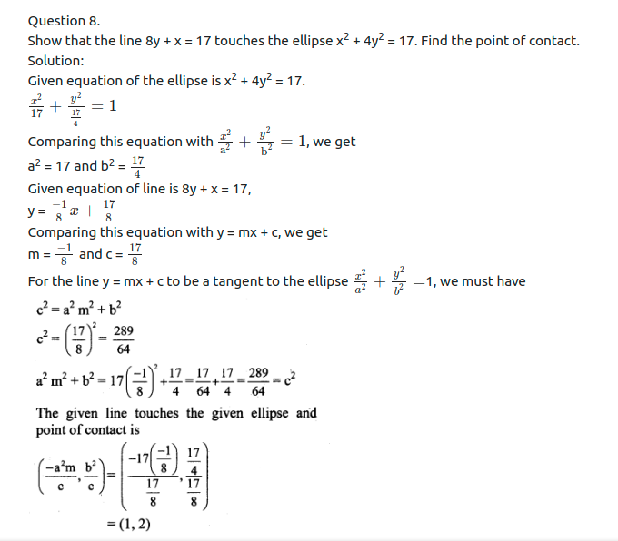 Maharashtra Board Solutions Class 11-Arts & Science Maths (Part 1): Chapter 7- Conic Sections Ex 7.2